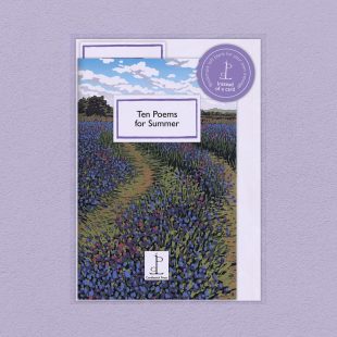 Pack image of the Ten Poems for Summer poetry pamphlet on a decorative background