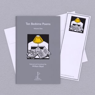 Pack image of the Ten Bedtime Poems: Volume One poetry pamphlet on a decorative background