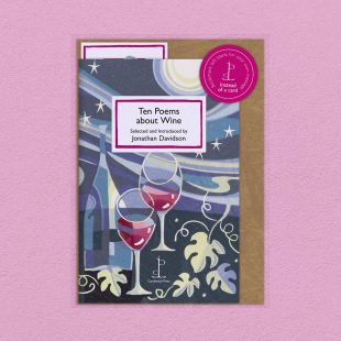 Pack image of the Ten Poems about Wine poetry pamphlet on a decorative background