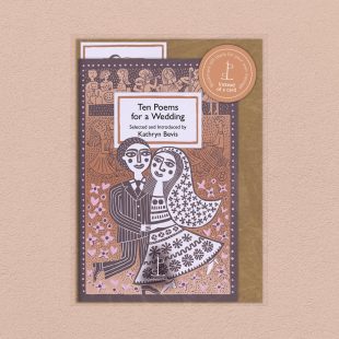 Pack image of the Ten Poems for a Wedding poetry pamphlet on a decorative background