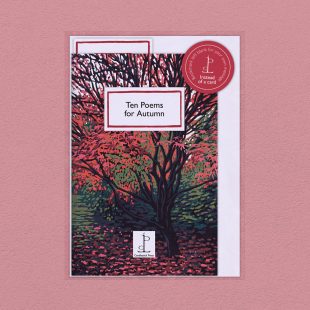 Pack image of the Ten Poems for Autumn poetry pamphlet on a decorative background