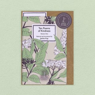 Pack image of the Ten Poems of Kindness: Volume One poetry pamphlet on a decorative background