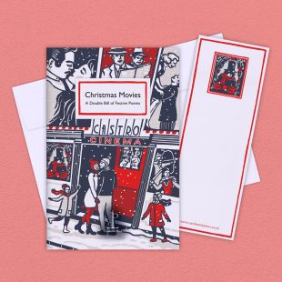 Group image of the Christmas Movies: A Double Bill of Festive Poems poetry pamphlet on a decorative background