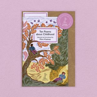 Pack image of the Ten Poems about Childhood poetry pamphlet on a decorative background