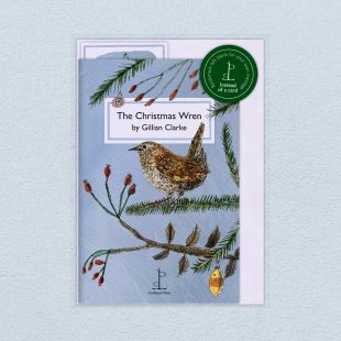 Pack image of the The Christmas Wren: by Gillian Clarke poetry pamphlet on a decorative background