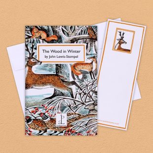 Group image of the The Wood in Winter: by John Lewis-Stempel poetry pamphlet on a decorative background