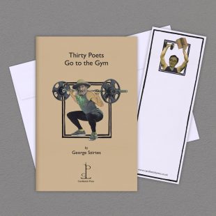 Group image of the Thirty Poets Go to the Gym: by George Szirtes poetry pamphlet on a decorative background