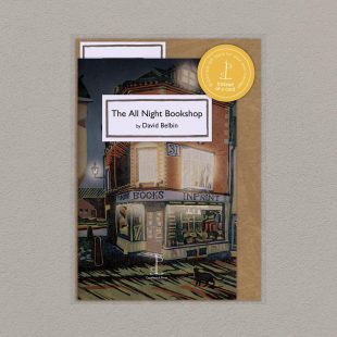 Pack image of the The All Night Bookshop: by David Belbin poetry pamphlet on a decorative background
