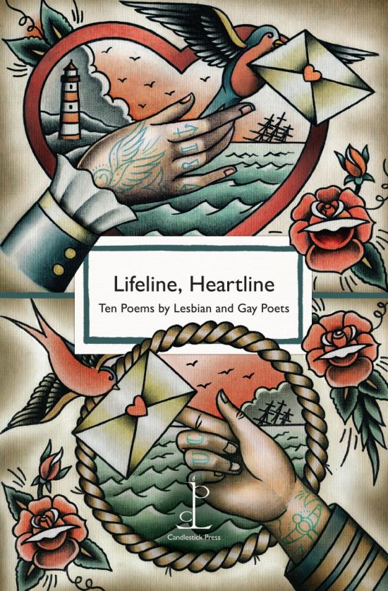 Front cover of the Lifeline, Heartline: Ten Poems by Lesbian and Gay Poets poetry pamphlet