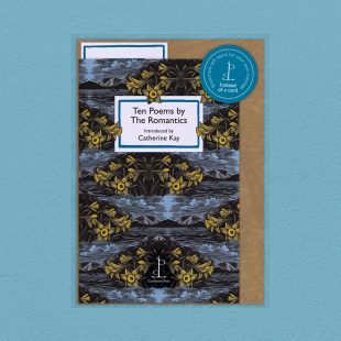 Pack image of the Ten Poems by The Romantics poetry pamphlet on a decorative background