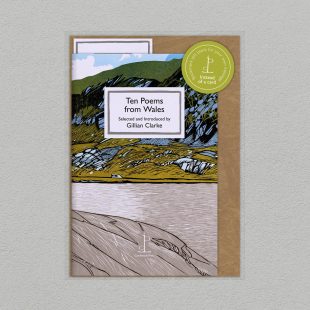 Pack image of the Ten Poems from Wales: Fourteen Centuries of Verse poetry pamphlet on a decorative background