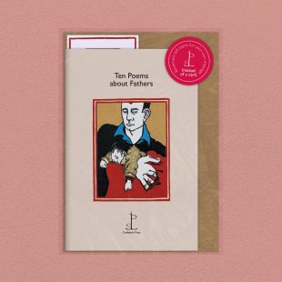 Pack image of the Ten Poems about Fathers poetry pamphlet on a decorative background