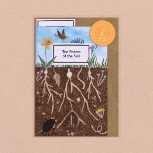 Pack image of the Ten Poems of the Soil poetry pamphlet on a decorative background