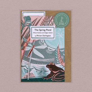Pack image of the The Spring Pond: Where Rushes and Sedges Gather - by Miriam Darlington poetry pamphlet on a decorative background