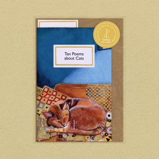 Pack image of the Ten Poems about Cats: New Edition poetry pamphlet on a decorative background