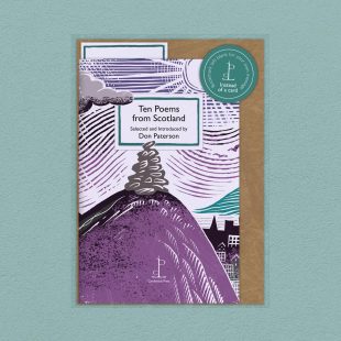 Pack image of the Ten Poems from Scotland poetry pamphlet on a decorative background