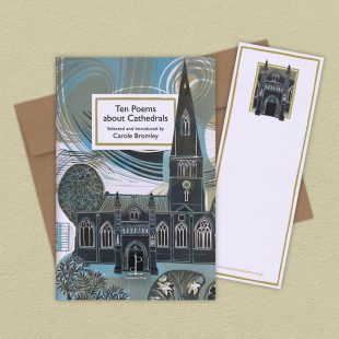 View ‘Ten Poems about Cathedrals’ group shot Group image of the Ten Poems about Cathedrals poetry pamphlet on a decorative background